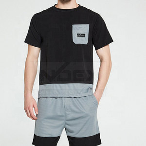 Camiseta y pantalones cortos de malla para correr personalizados al por mayor para hombre, conjuntos de camiseta y pantalones cortos de malla de color contrastante - Product Image 6
