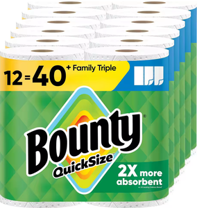 Nuevo Papel Higiénico Boun-ty Original de 2 Capas, Suave, Lavable, Desechable, Blanco, 12 Rollos Familiares |   40 Rollos Regulares USA - Product Image 1