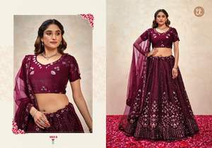 Diseñador más vendido Lehenga Choli para bodas y fiestas de verano con trabajo de hilo y bordado de La India - Product Image 5