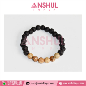 Premium Quality Casual/ Sporty Style Picture Jasper Diffuser Essential Oil Stones Crystal <b>Gemstone</b> Beaded Lava Diffuser <b>Bracelet</b> - Product Image 2