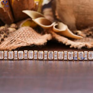 8,46 TDW Emerald & Princess Cut Diamond Yellow Gold Bracelet de Labstone Dainty Heartshine Bracelet color de la - Product Image 3