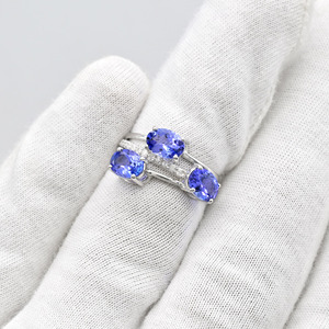 IGI Certificate 14k Solid Gold Diamond <b>Statement</b> <b>Ring</b> 2.38 CTW Genuine Tanzanite Engagement <b>Ring</b> Cocktail Bridal Fine Jewelry - Product Image 2