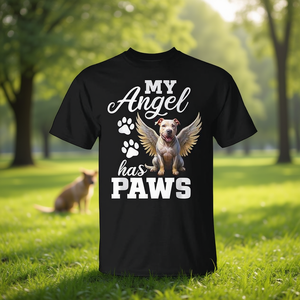 T-Shirt Promozionale Personalizzabile con Ali d'Angelo per Cani Pitbull, Design Commemorativo per Amanti dei Cani - Product Image 3