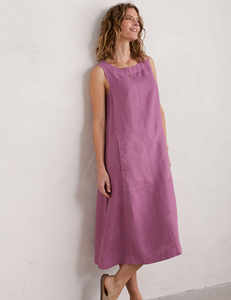 Personnalisé Haute Qualité Dames Élégant Midi Long 100% Lin Robes Décontractées Femmes Gland Naturel Taille Tissé Tissage Numérique - Product Image 3