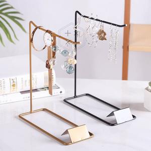 Trendy and Simple Black Jewelry Stand for Earrings Necklaces Rings Minimalist Organizer for <b>Vanity</b> and Tabletop Display - Product Image 4