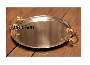 Superior Quality Wooden Dessert Tray With Metal Designer <b>Handles</b> Hotelware Food Serving Tray Set Of Two - Product Image 6