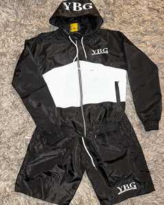 <b>Men</b> Sets Two Piece Custom Windbreaker <b>Shorts</b> and Hooded Tracksuits breathable <b>Zip</b> up 100% cotton Two Piece Windbreaker <b>Short</b> Set - Product Image 1