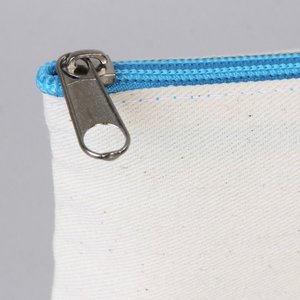 Turquoise Zippered Cotton Pouch 8x4 Portable Fabric Pencil <b>Case</b> - Product Image 4