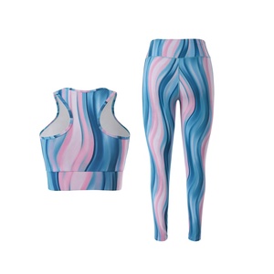 Traje deportivo de dos piezas para mujer, conjunto de fitness ligero ecológico para gimnasio, mallas de Yoga estampadas, Sujetador deportivo, Tops para entrenamiento Fitness - Product Image 5