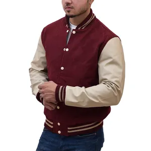 2024 vendita calda giacca Varsity stile Cool giacca da uomo in pile Bomber da Baseball invernale giacche Varsity in pelle