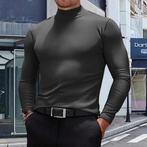 Men's Slim Fit Casual Pullover Shirt Lightweight Basic <b>Tops</b> Breathable <b>Turtleneck</b> Solid Pattern Soft Cotton 220 Grams Fabric - Product Image 6