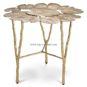 Accueil Table d'appoint Métal et verre Cadre plaqué or Unique Standard Designer Forme ronde Bureau et café Table d'appoint décorative - Product Image 4