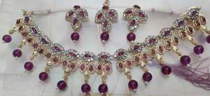Elegant AD Fashion High Quality Brass <b>Jewellery</b> <b>Set</b> for <b>Women</b> Sparkling Necklace & Earrings for Weddings and Parties From India - Product Image 5