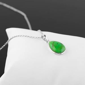 925 argent Sterling vert Turquoise poire forme à la main pierre précieuse pendentif parfait cadeau de mariage pour l'amour avec 925 timbre bijoux - Product Image 4