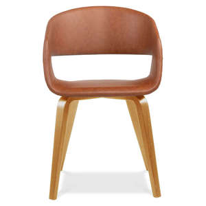 เก้าอี้รับประทานอาหารที่ทันสมัยของ Stella ทำจากไม้สักเนื้อแข็งที่มีคุณภาพสีน้ำตาลโดยใช้หุ้มด้วยหนังสังเคราะห์สำหรับใช้ในร่ม - Product Image 2