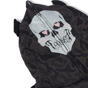 Venta al por mayor Fabricación Streetwear All Over Print Zip Up Hoodie Hombres Peso pesado Negro Personalizado Full Face Zip Hoodie - Product Image 5