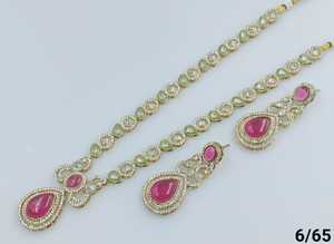 Pendent Stylish Design Indian Traditional&<b>Fashionable</b> Stone Gold Plated Long Necklace Set With Matching Earring <b>Jewellery</b> Set - Product Image 5