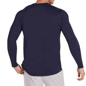 เสื้อยืดแขนยาวแบบกำหนดเอง,ผ้าฝ้ายสีฟ้าเข้มแห้งเร็วขายส่งแบบกำหนดเอง - Product Image 4