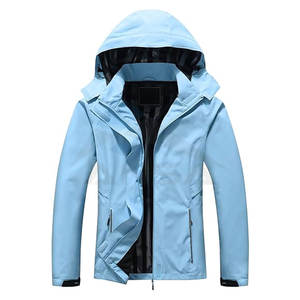 Veste de pluie imperméable à capuche pour femme, coupe-vent léger en softshell, randonnée, imperméable d'extérieur, bleu denim - Product Image 1