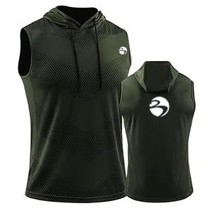 Chaleco de Jersey informal para hombre con capucha suelta Camiseta sin mangas transpirable de secado rápido Logotipo de impresión frontal Puff Ideal para fitness - Product Image 2