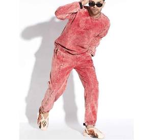 Meilleure vente acide lavé couleur unie 2 pièces hommes survêtement ensemble 100% haute qualité polaire Logo personnalisé tenue décontracté hommes survêtements - Product Image 4