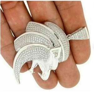 Dijes de Plata de Ley Personalizados con Diamantes Redondos Baguette de 2 Quilates, Chapados en Oro de 14K, para Fiesta - Product Image 2