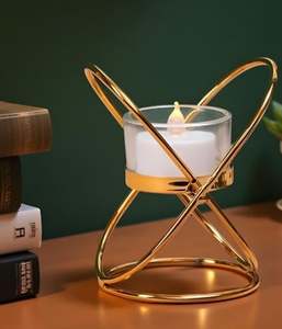 Tall Gold Modern Art Eco-Friendly Iron <b>Tea</b> Light <b>Candle</b> Holder Christmas Home Decor Tabletop Living Room Entryway - Product Image 6