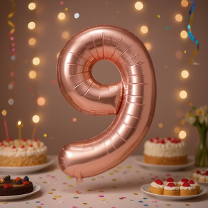 Palloncino Numero 9 Oro Rosa 100cm per Decorazioni Festa - Product Image 3