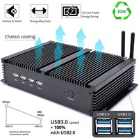 Ordenador de sobremesa Industrial sin ventilador, Mini PC potente Core i5 3317U 1037U Dual Core CPU 2xNICs 4xUSB 3,0 4xCOM RS232