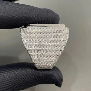 Men's Hip Hop <b>Ring</b> in 925 <b>Sterling</b> <b>Silver</b> Moissanite with VVS Clarity Round Cut Diamonds for Wedding Engagement Party - Product Image 5