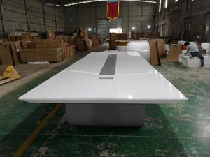 Customizable White Zero-Origin Conference Table <b>Large</b> Modern Aluminum Base MDF Office Furniture for Hotel School Use 6-14 People - Product Image 1