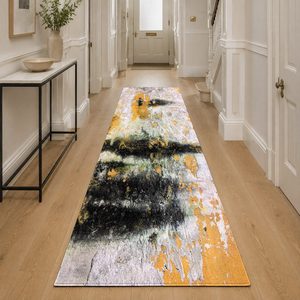 RUGS DEPOT LXDP-0583 Wholesale Terracotta Gold Contemporary Geometric Digital Printed Machine Washable Chenille Rug Non <b>Slip</b> - Product Image 5