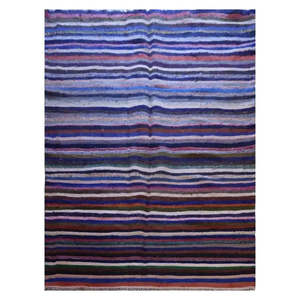 Un kilim Sanandaj authentique, vintage, noué à la main, unique en son genre, 9'0 x 4'9 - Product Image 1