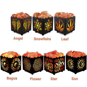 Cesta de varilla de hierro ecológica de nuevo diseño, tamaños personalizados, lámpara de luces nocturnas de sal del Himalaya tallada, artesanías naturales de marfil de la mejor calidad - Product Image 6