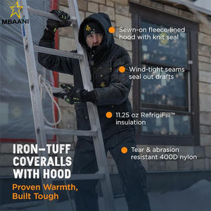 Combinaisons isolées Iron-Tuff pour hommes avec capuche -50F Combinaison pour froid extrême Classement confort - Product Image 3