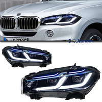Conjunto de Faros LED Completos con Luces Diurnas LED y Señal de Giro, Lámpara Modificada Compatible con BMW X5 F15 2014-2018, Piezas de Mejora para SUV