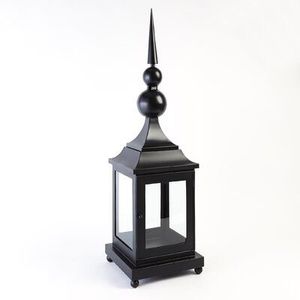 Linterna de vela de hierro tradicional para decoración rústica del hogar de campo de granja con hermosos detalles de vidrio y metal - Product Image 6