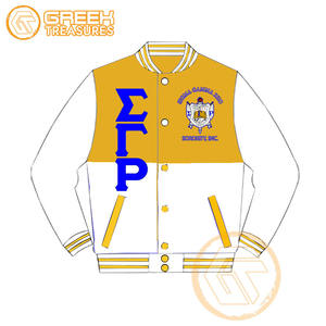 Personalizado Sigma Gamma Rho satén bordado 100% seda impermeable acolchado Varsity chaqueta Sorority alta calidad transpirable mujeres - Product Image 6