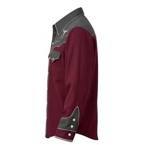 Camisa Vaquera Unisex de Manga Larga con Bordado Rodeo, Estilo Vintage Casual, Corte Ajustado, Ribete en Contraste, Personalizable OEM - Product Image 2