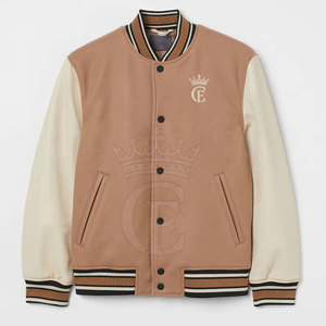 Chaqueta Letterman de algodón 100% de calidad superior para hombre de diseño personalizado con cuello levantado para exteriores - Product Image 1