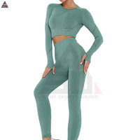 Pakaian Yoga Wanita Ukuran Besar Terbaru 2 Set, Bahan Bernapas Cepat Kering Spandex/Polyester, Panjang, Pinggang Tinggi, Cocok untuk Gym dan Fitness