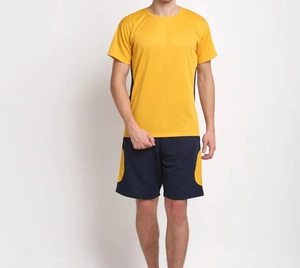 Ensemble T-shirt jaune col en V et short marine pour homme Harry Johnson Production, taille plus, décontracté, sportif, séchage rapide, idéal pour l'été - Product Image 2