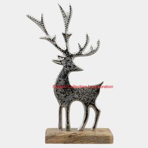 Hecho a mano diseño moderno Navidad Reno escultura de Metal Base de madera Mesa decoración del hogar Accesorios de decoración de Navidad - Product Image 4