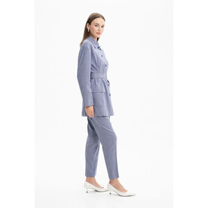 Quilted <b>Leather</b> Kimono <b>Jacket</b> with Embroidery and Belt - Product Image 2