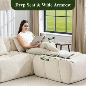 Modern Living Room <b>Sofas</b> Meroow MS3 45cm High Seat Bamboo-Style Modular Sectional <b>Sofa</b> L-Shape Floating Design Chenille Couch - Product Image 4