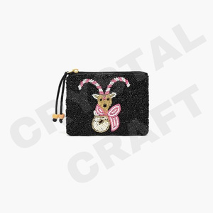 Monedero del zodiaco personalizado con billetera con cuentas de semillas Hermoso regalo de mamá para niñas-Con diseño de corazones - Product Image 2