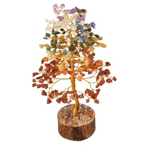 Arbre de Reiki Feng Shui en agate de qualité supérieure, fait à la main, sept chakras, trois cents perles, décoration pour la maison et le bureau - Product Image 1