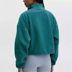 Sudaderas de algodón de peso pesado de tendencia con media cremallera para mujer Stand Autumn Jumper Hood Y2K Streetwear Color Block Hoodie - Product Image 3