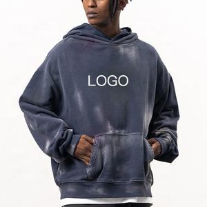 Sudadera con capucha Streetwear para invierno Mezcla de algodón suave Sunfade Wash Pullover con aspecto teñido Vintage para el estilo diario - Product Image 1