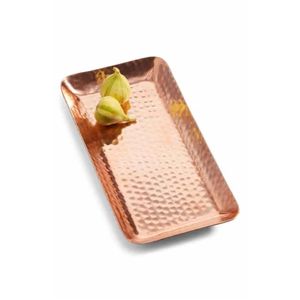 Plateau en métal martelé moderne, plat de service décoratif en cuivre pour le salon, centre de table et décoration de table festive, plateau décoratif - Product Image 1